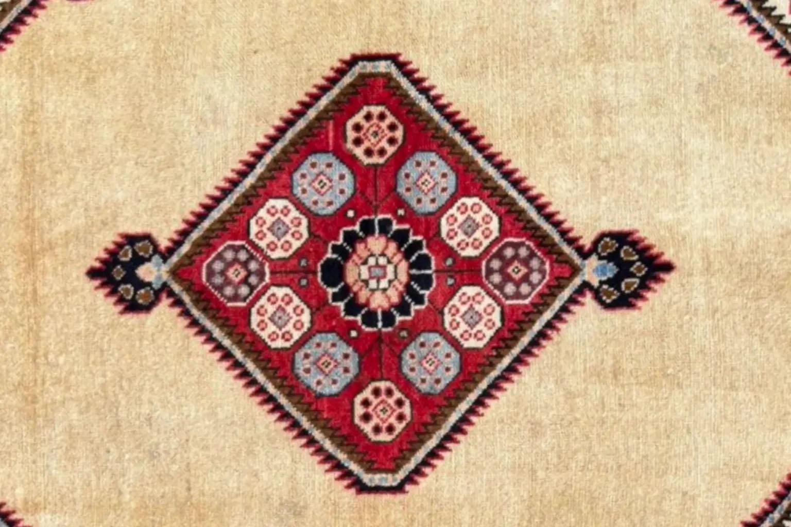 Laine Petit tapis persan Tabriz - Design en laine ivoire - 96655 en vente