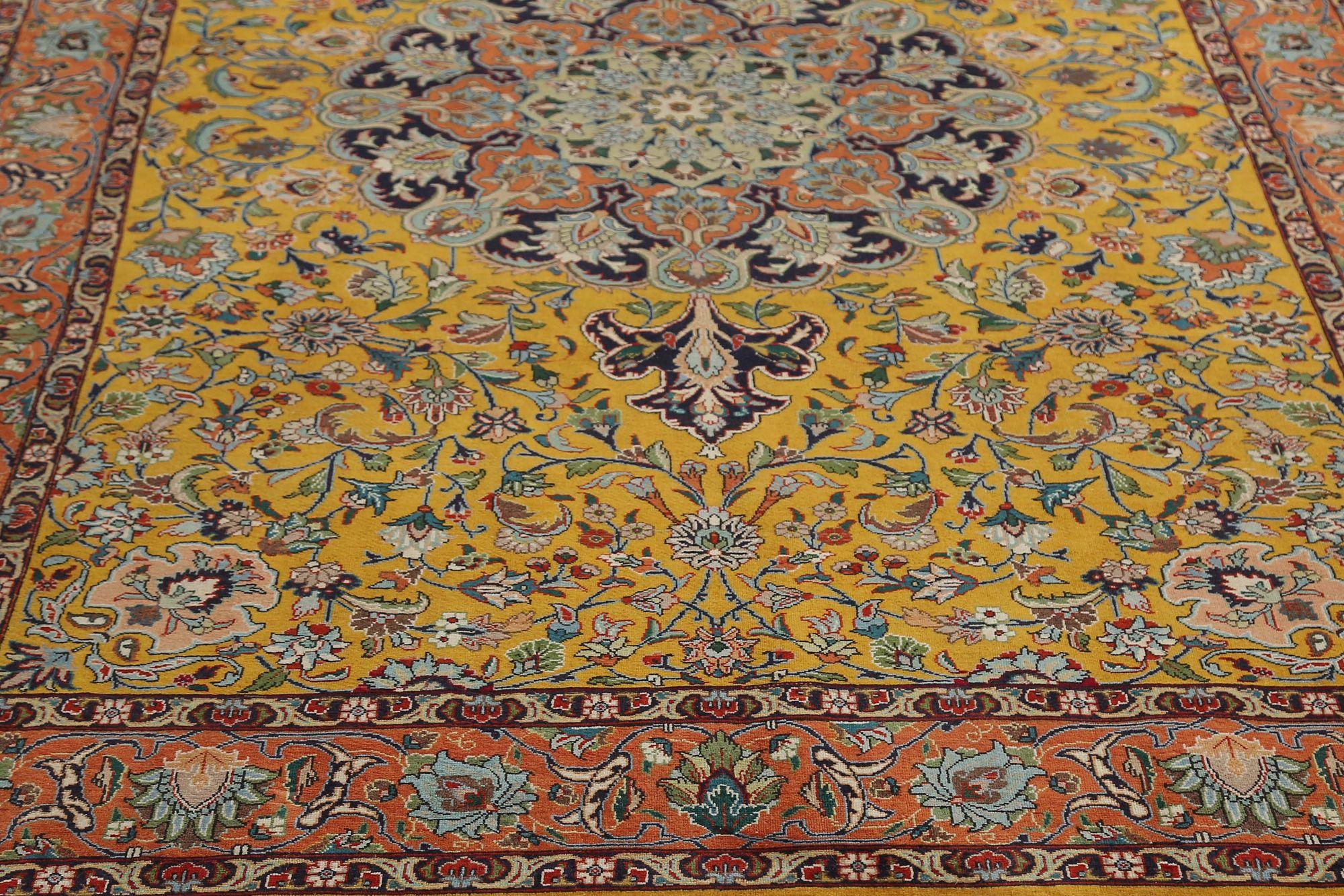 Irakien Petit tapis persan Tabriz - Design en laine rouge jaune - 97194 en vente