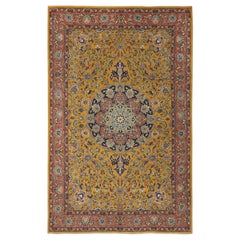 Persian Tabriz Small Rug - Wool Red Yellow Design - 97194