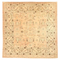 Tapis carré Persan Tabriz - Laine Brown Ivoire Rose 71940