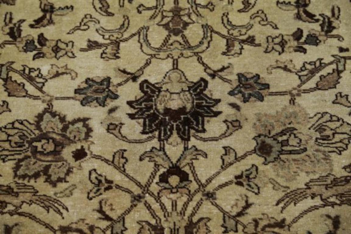 XX secolo Tappeto persiano Tabriz Square Area Rugs Circa 1910 - Lana Marrone Avorio Design - 91575 in vendita