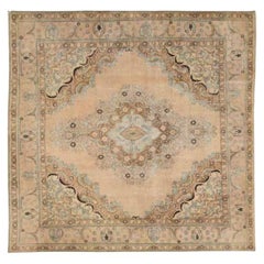Persische Täbris Quadratische Teppiche CIRCA 1910 - Wolle Braun Elfenbein Rosa - 91760