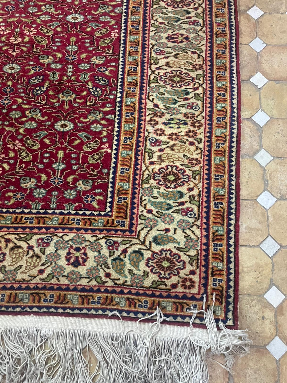 20th Century Persian Tabriz-Style Hand-Knotted Rug in Rich Red Circa 1970's For Sale