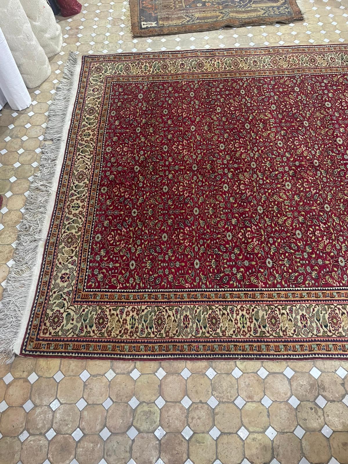 Persian Tabriz-Style Hand-Knotted Rug in Rich Red Circa 1970's For Sale 2
