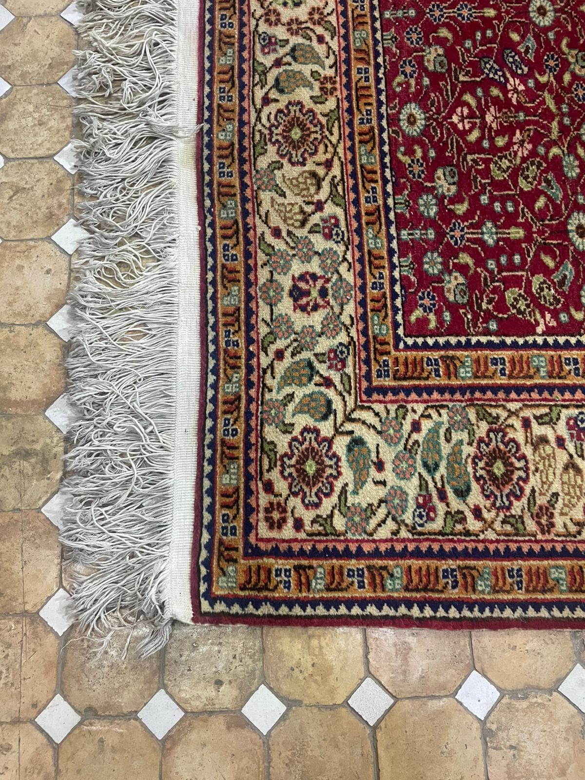 Persian Tabriz-Style Hand-Knotted Rug in Rich Red Circa 1970's For Sale 3
