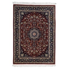 Persian Tabriz-style Red and Navy Floral Rug 4'7''x6'6''