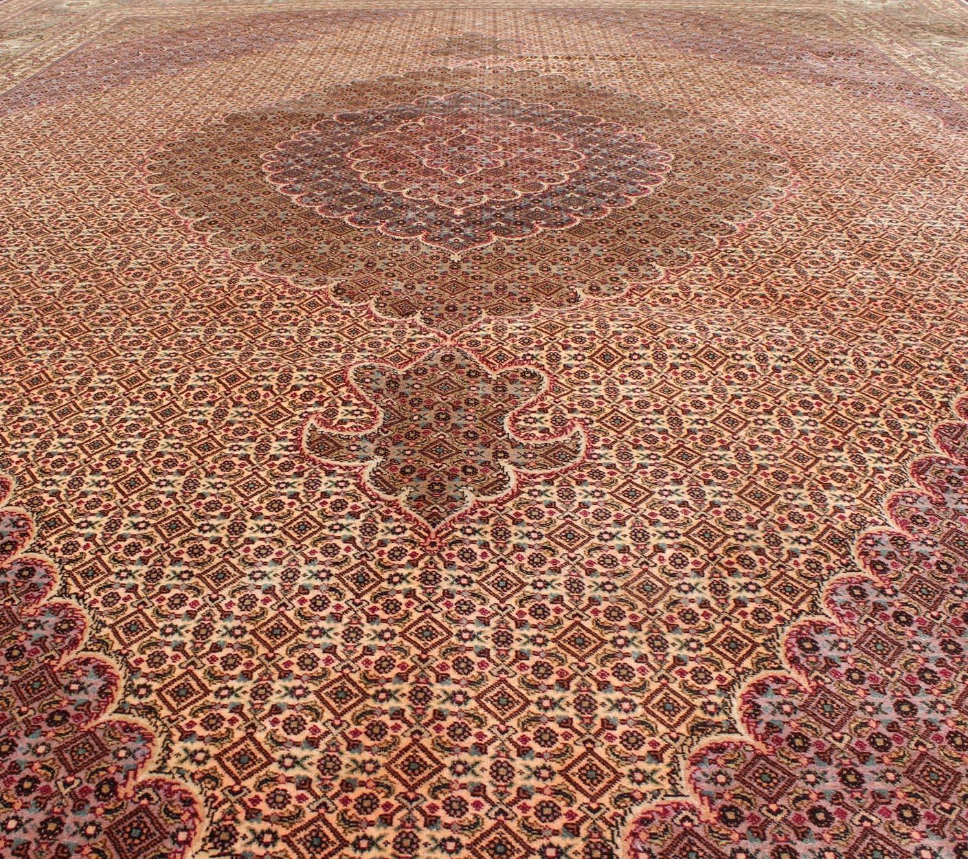 Persian Tabriz Vintage Rug with Oval Medallion and Swirling Floral Design For Sale 5