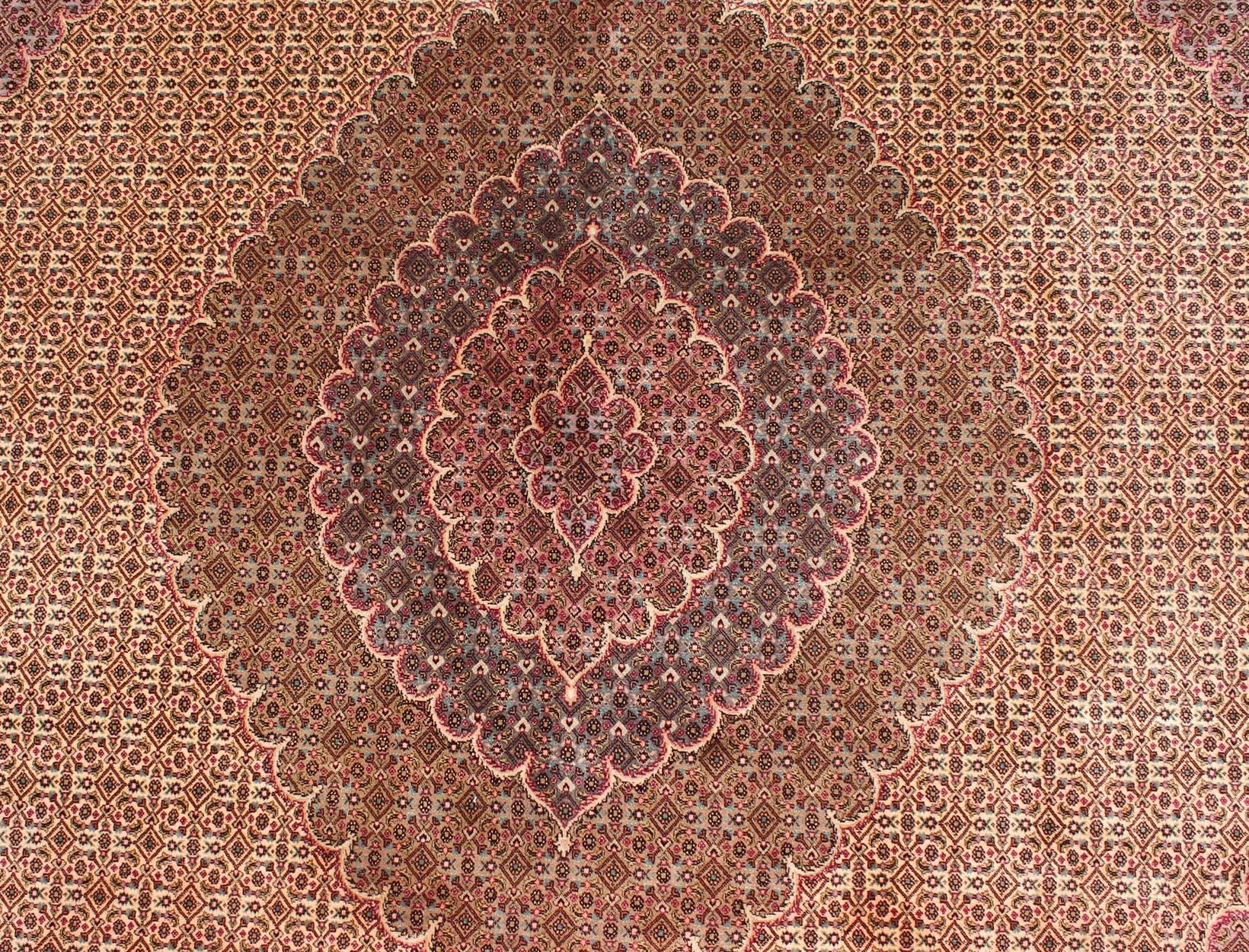 Persian Tabriz Vintage Rug with Oval Medallion and Swirling Floral Design For Sale 6