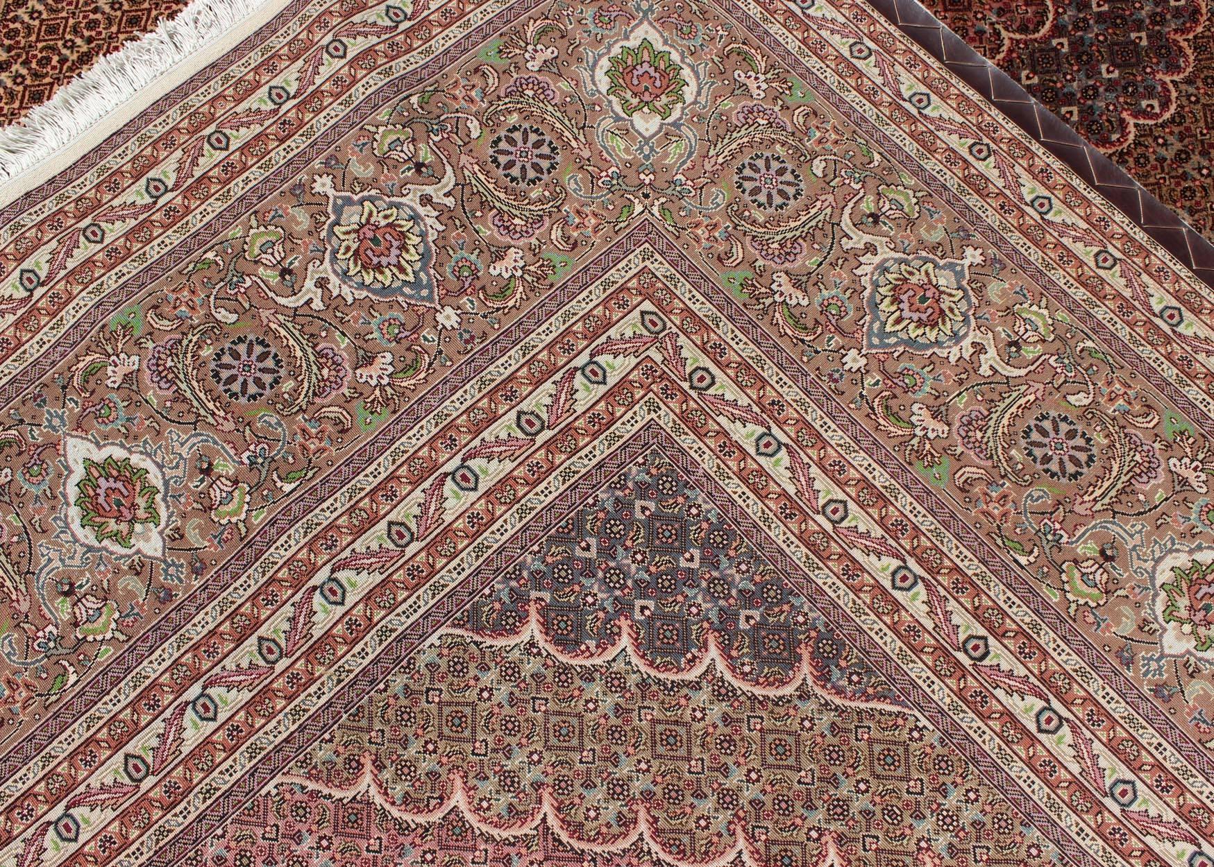 Persian Tabriz Vintage Rug with Oval Medallion and Swirling Floral Design For Sale 7