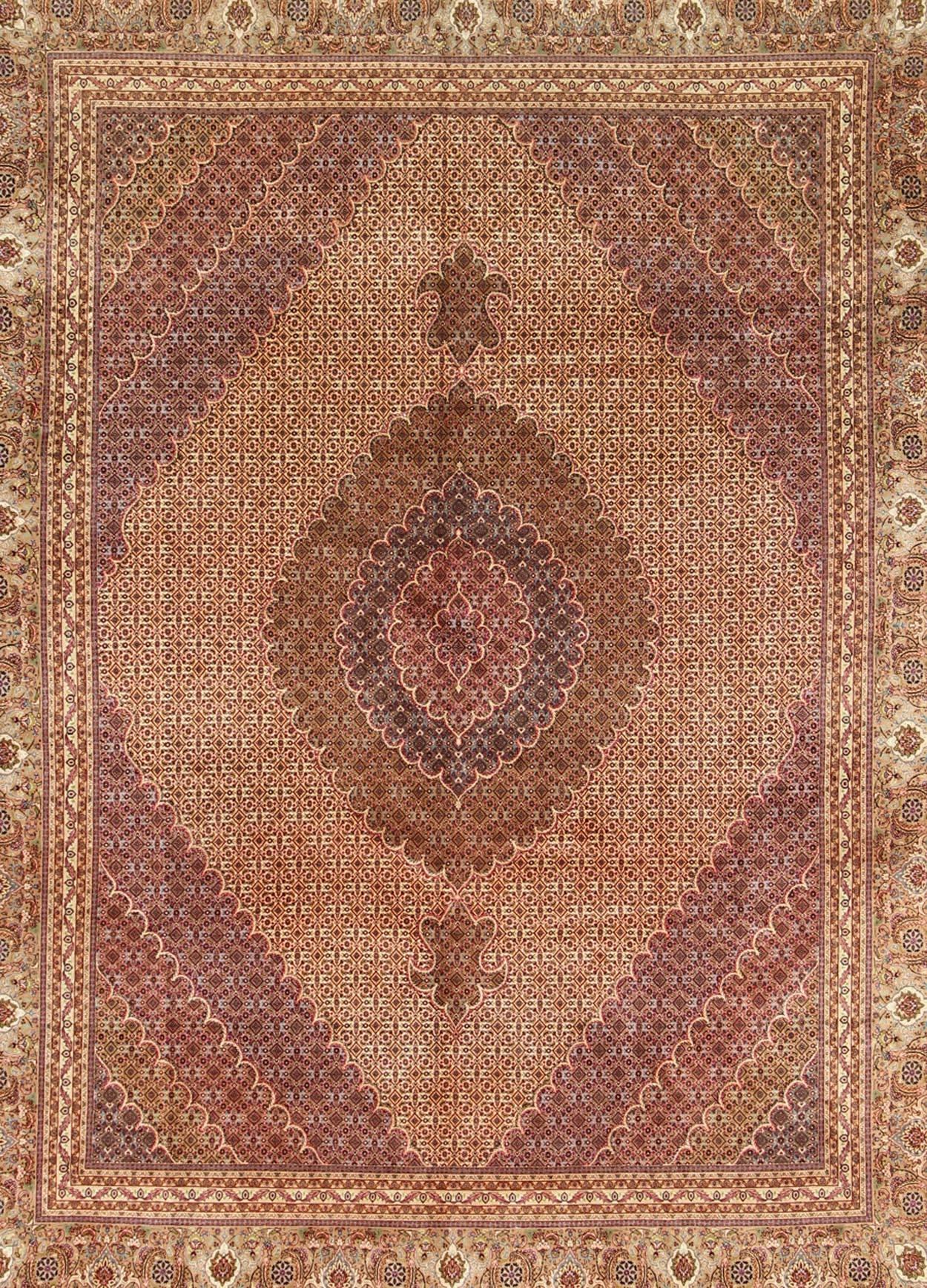 Hand-Knotted Persian Tabriz Vintage Rug with Oval Medallion and Swirling Floral Design For Sale