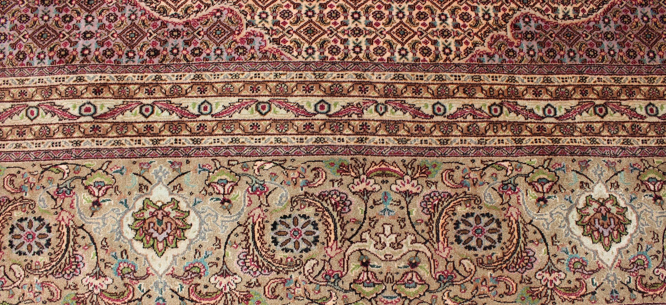 Persian Tabriz Vintage Rug with Oval Medallion and Swirling Floral Design For Sale 2
