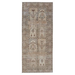 Persian Tabriz Wide Runner with Floral and Tribal Motifs