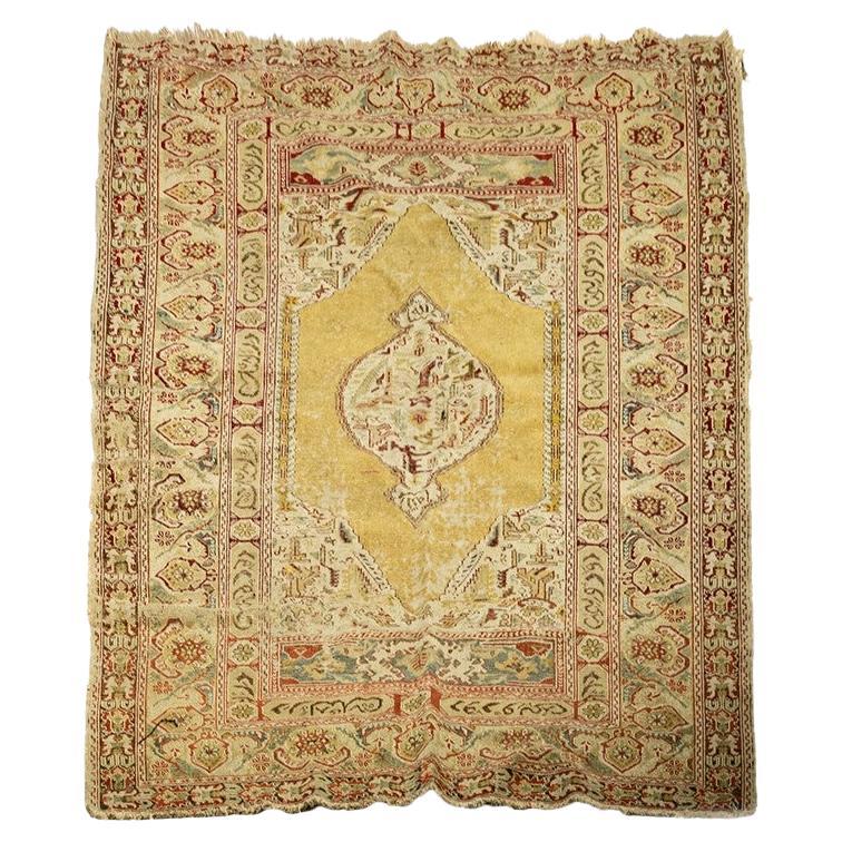 Persian Tabriz Wool Rug in Yellow Tones  65 x 45.3 Inches For Sale