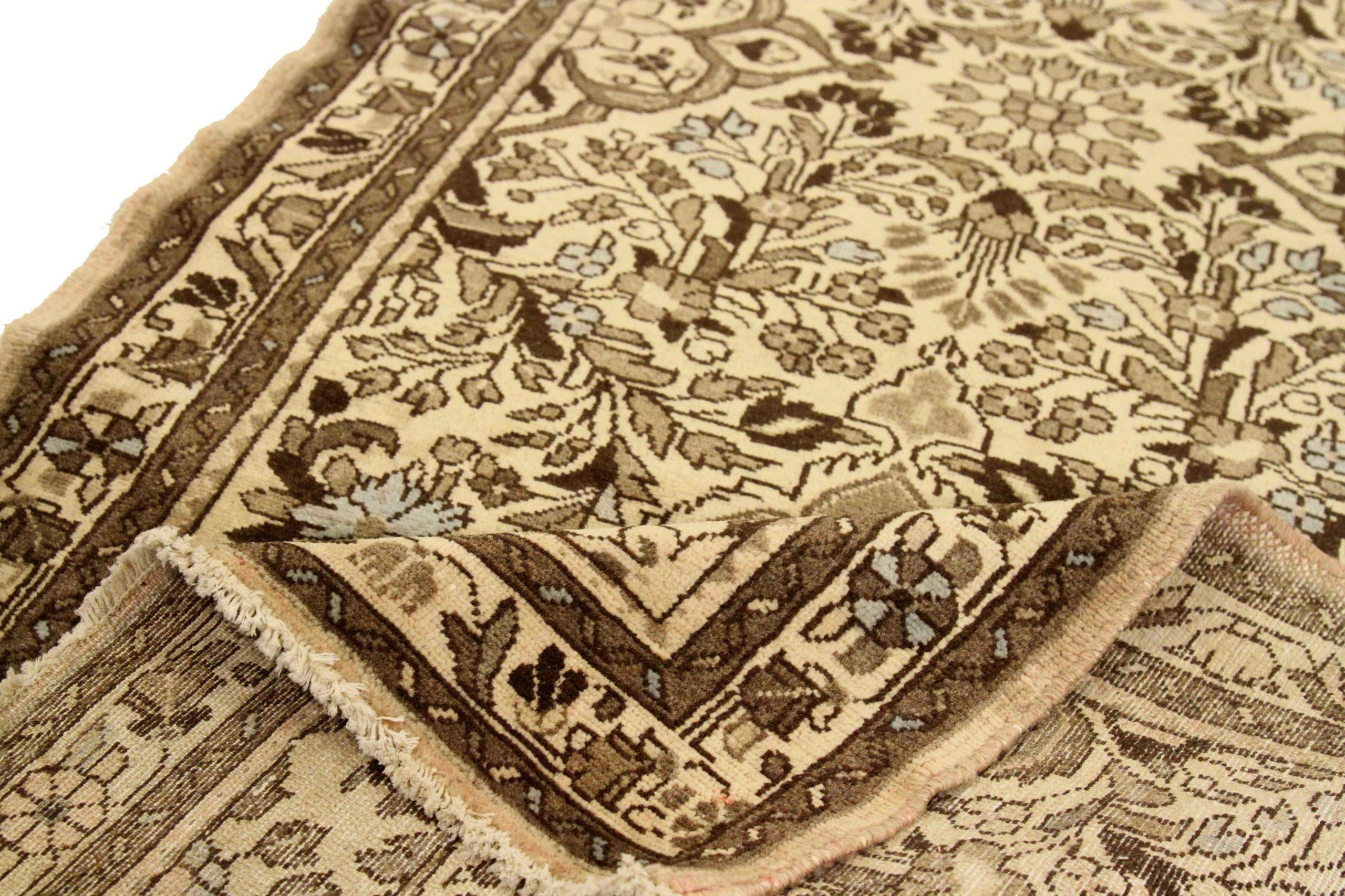 Persische Tafresh Läufer Teppich CIRCA 1910 - Wolle Brown Elfenbein 74062 (Asiatisch) im Angebot
