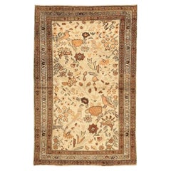 Persian Tafresh Small Rug - Wool Brown Ivory Pink Design - 75666