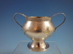 Persian Tiffany Sterling Silver Sugar Bowl Applied Gold Butterflies Hollowware