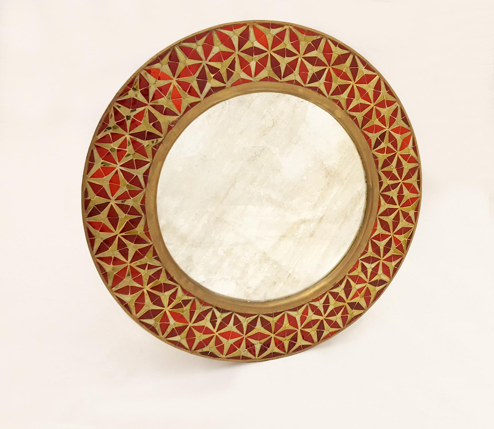 American Persian Tikira Mirror Handcrafted in India by Stephanie Odegard For Sale
