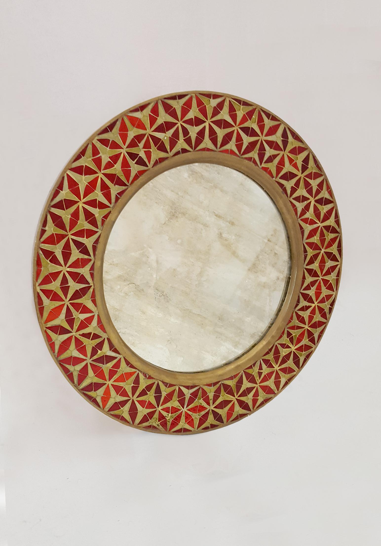 Hand-Carved Persian Tikira Mirror Handcrafted in India by Stephanie Odegard For Sale