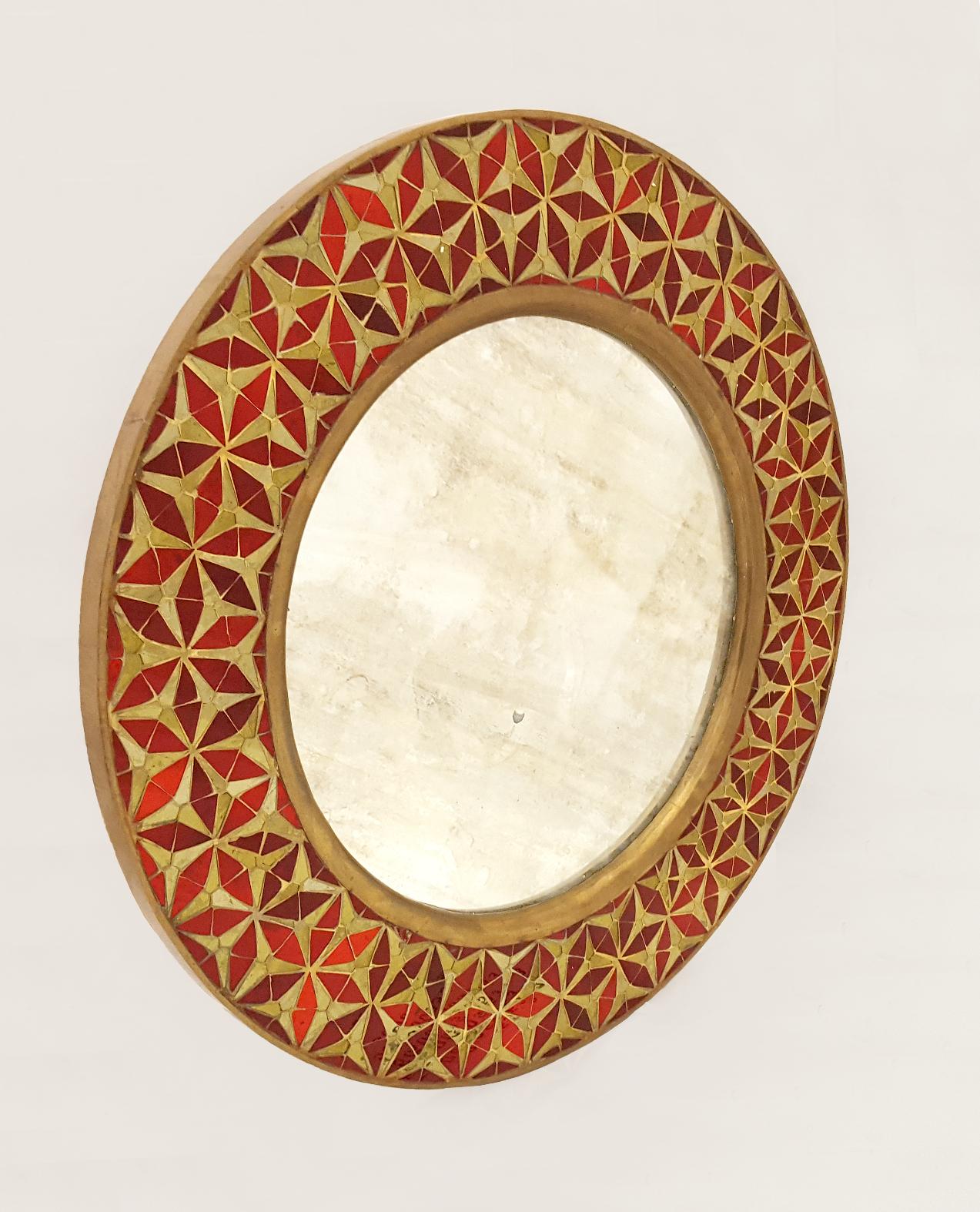 Persian Tikira Mirror Handcrafted in India by Stephanie Odegard In New Condition For Sale In New York, NY