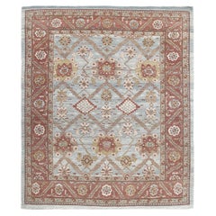 Persian Traditional Bakshaish Hand Knotted Rug in Blue and Rust Colors
