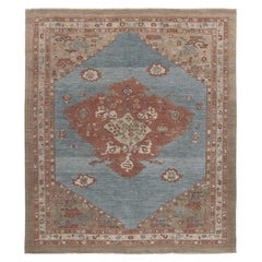 Persian Traditional Bakshaish Handknotted Rug in Blue, Rust, and Camel Color