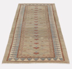 Persian Traditional Bakshaish Hand Knotted Runner in Camel, Blue, Rust Colors