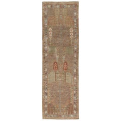 Persian Traditional Bakshaish Hand Knotted Runner in Camel, Blue, Rust Colors