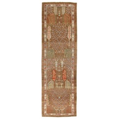Tapis de couloir traditionnel persan Bakshaish noué à la main de couleur camel et rouille