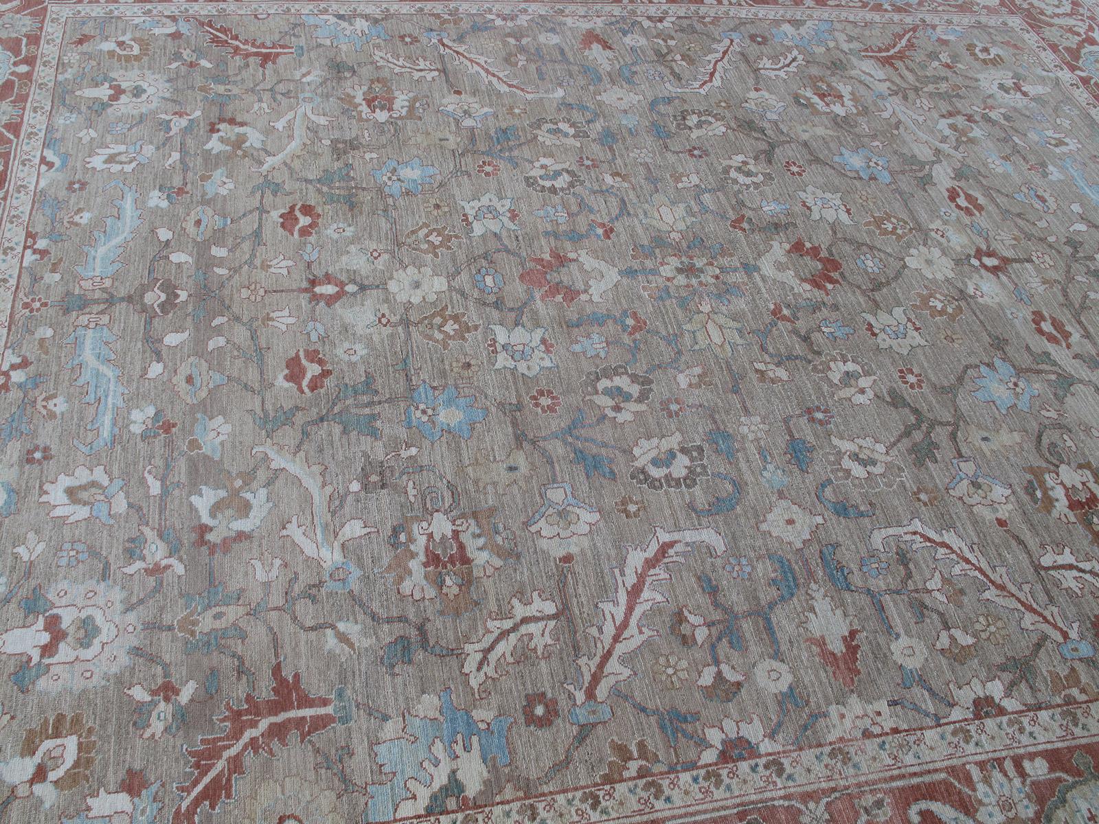 Made in Iran with the highest quality Persian hand-carded, hand-spun-wool and all vegetable dyes, this rug resembles the original prized antique Bakshaish rugs made in town of the same name. Located in the Heris region, it's noted as an area for