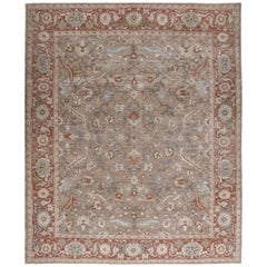 Persian Traditional Bakshaish Handknotted Rug in Camel and Red Color