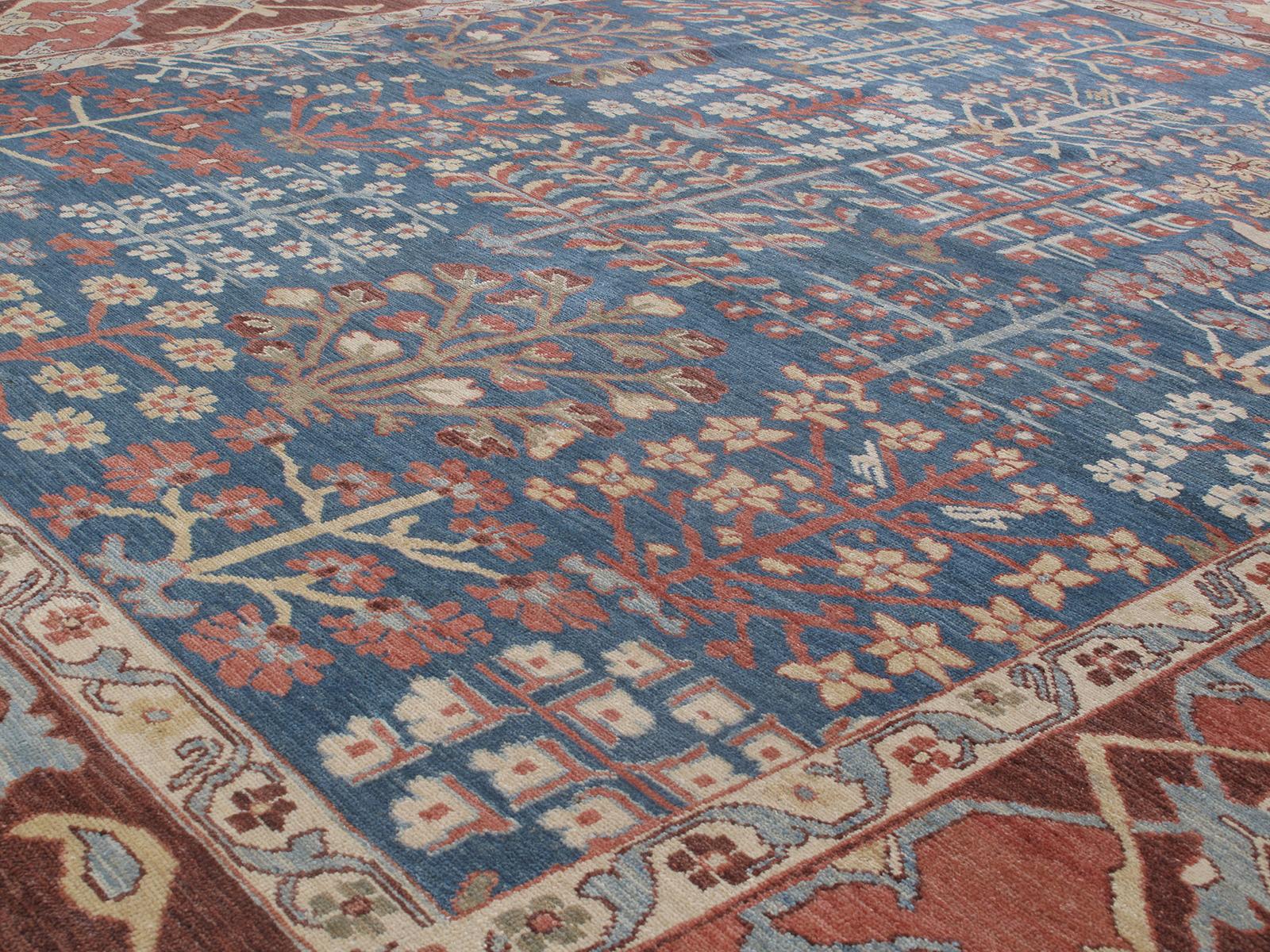 This Persian tribal hand-knotted rug is crafted with the finest hand-carded, hand-spun wool, and is made with all natural dyes. It resembles the antique original pieces designed by the Kurdish weavers in the northwestern part of Iran. Custom sizes