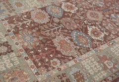 Persian Traditional Kurdish Handknotted Rug in Burgundy and Green Color