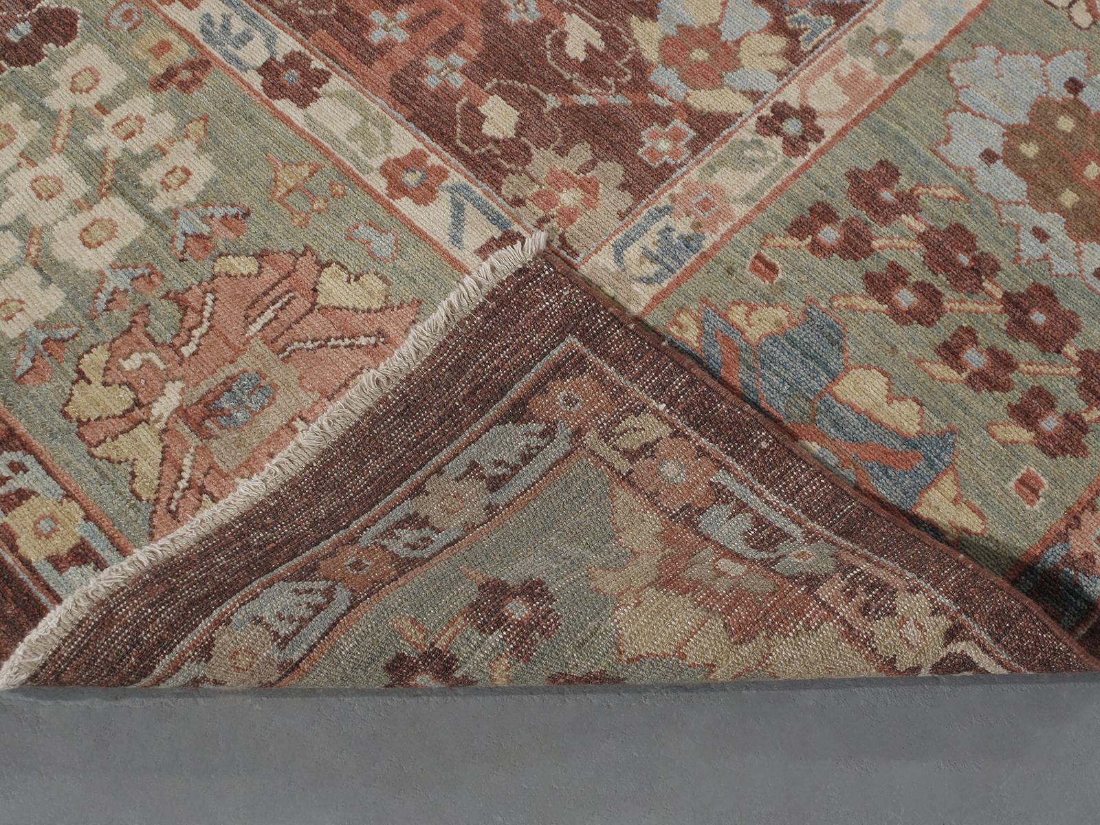 Persian Traditional Kurdish Handknotted Rug in Burgundy and Green Color In New Condition For Sale In New York, NY