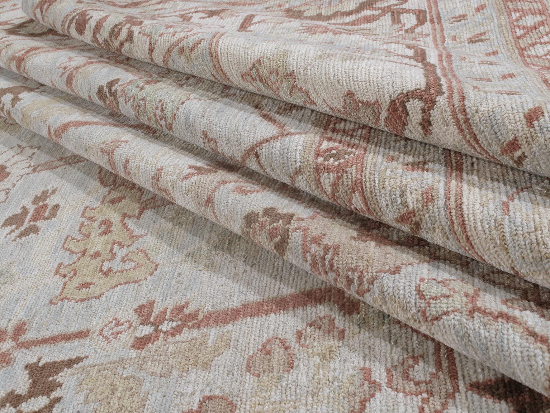 Tribal Persian Traditional Kurdish Hand Knotted Rug in Ivory, Pale Blue and Rust Colors For Sale
