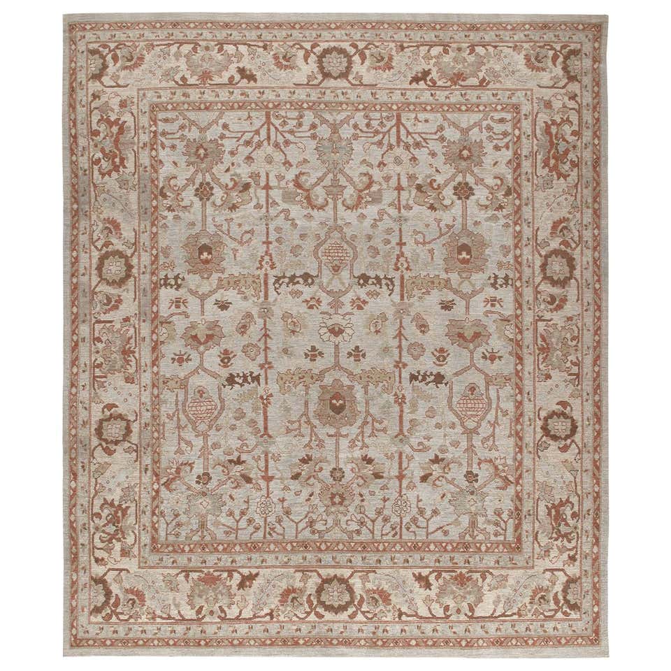 Persian Traditional Kurdish Hand Knotted Runner Rug in Ivory, and Rust ...