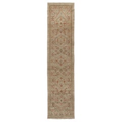 Persian Traditional Kurdish Hand-Knotted Runner in Camel, Green, Rust Colors