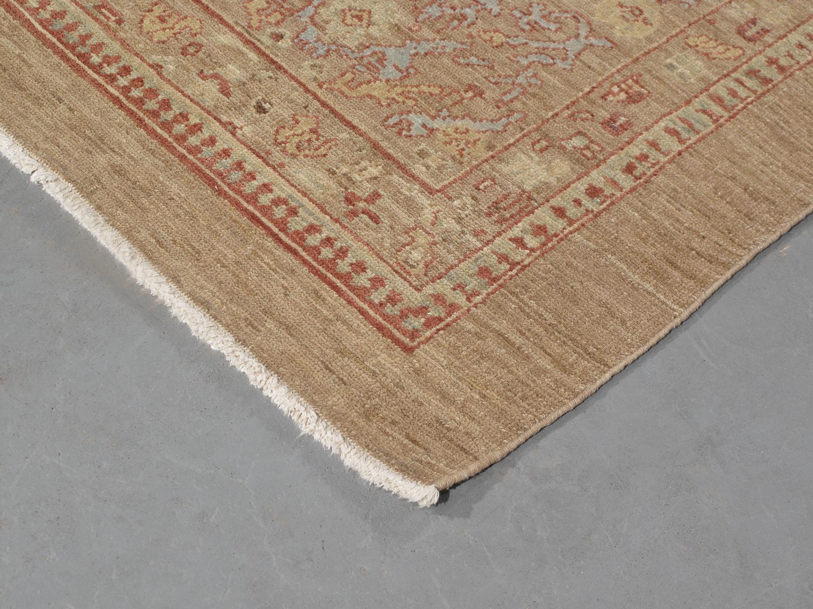 Hand-Knotted Persian Traditional Kurdish Hand Knotted Runner Rug in Camel, and Rust Color For Sale