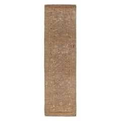 Persian Traditional Kurdish Hand Knotted Runner Rug in Camel, and Rust Color