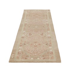 Persian Traditional Kurdish Handknotted Runner Rug in Camel and Rust Color