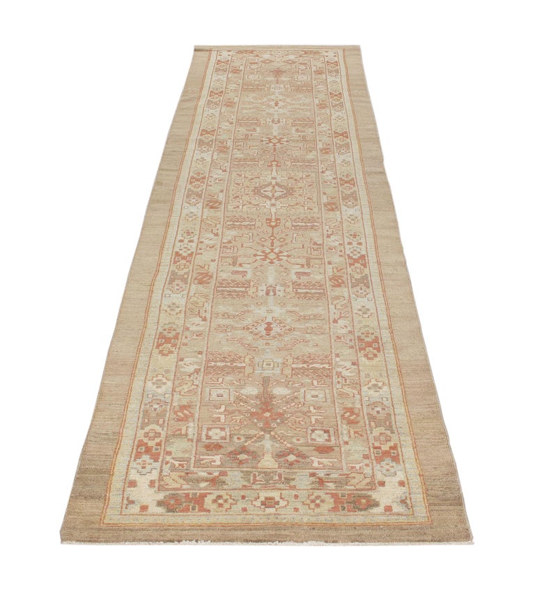 Persian Traditional Kurdish Handknotted Runner Rug in Camel and Rust ...