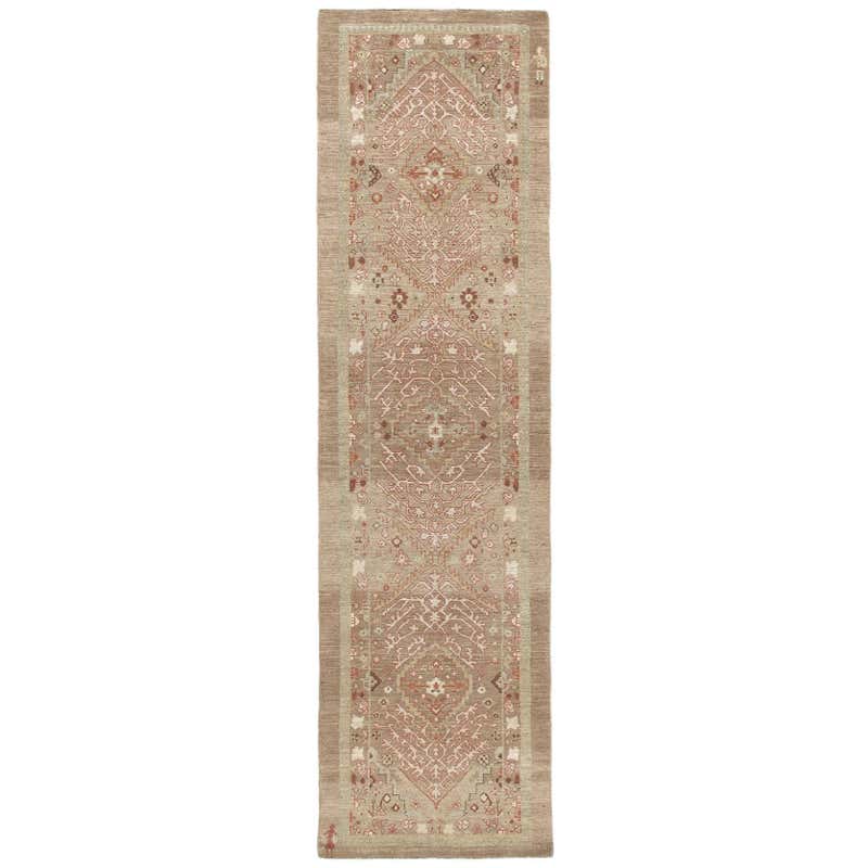 Persian Traditional Kurdish Handknotted Runner Rug in Camel and Rust ...