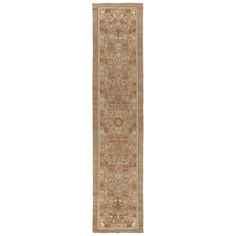 Persian Traditional Kurdish Handknotted Runner Rug in Camel and Rust ...
