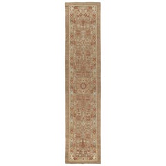 Persian Traditional Kurdish Handknotted Runner Rug in Camel and Rust Color