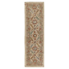 Persian Traditional Kurdish Hand Knotted Runner Rug in Ivory, and Rust Color