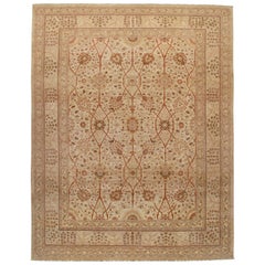 Persian Traditional Tabriz Hand Knotted Rug in Ivory, Camel, and Rust Colors