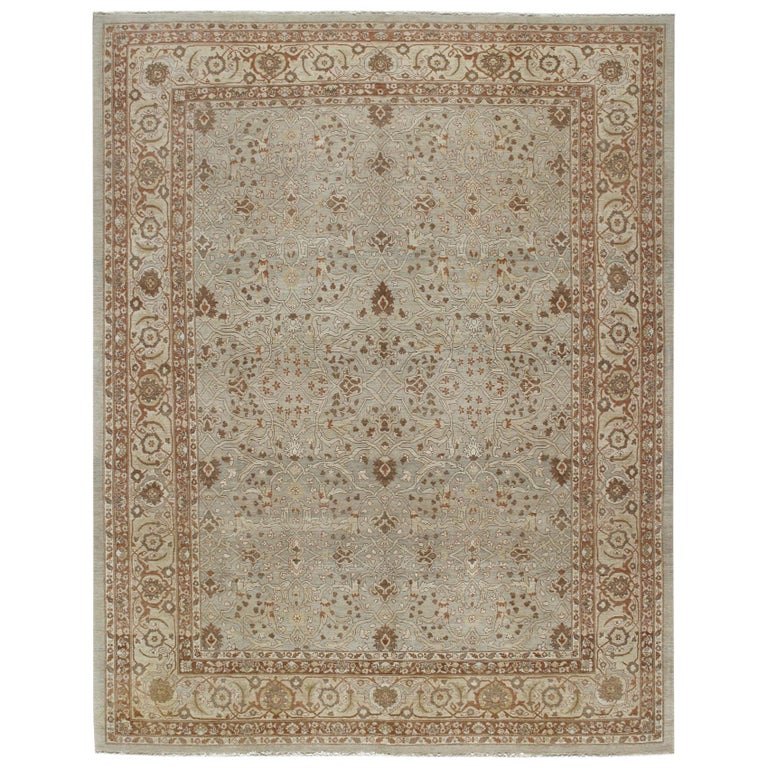 Persian Traditional Tabriz Hand Knotted, Pale Blue Oriental Rug