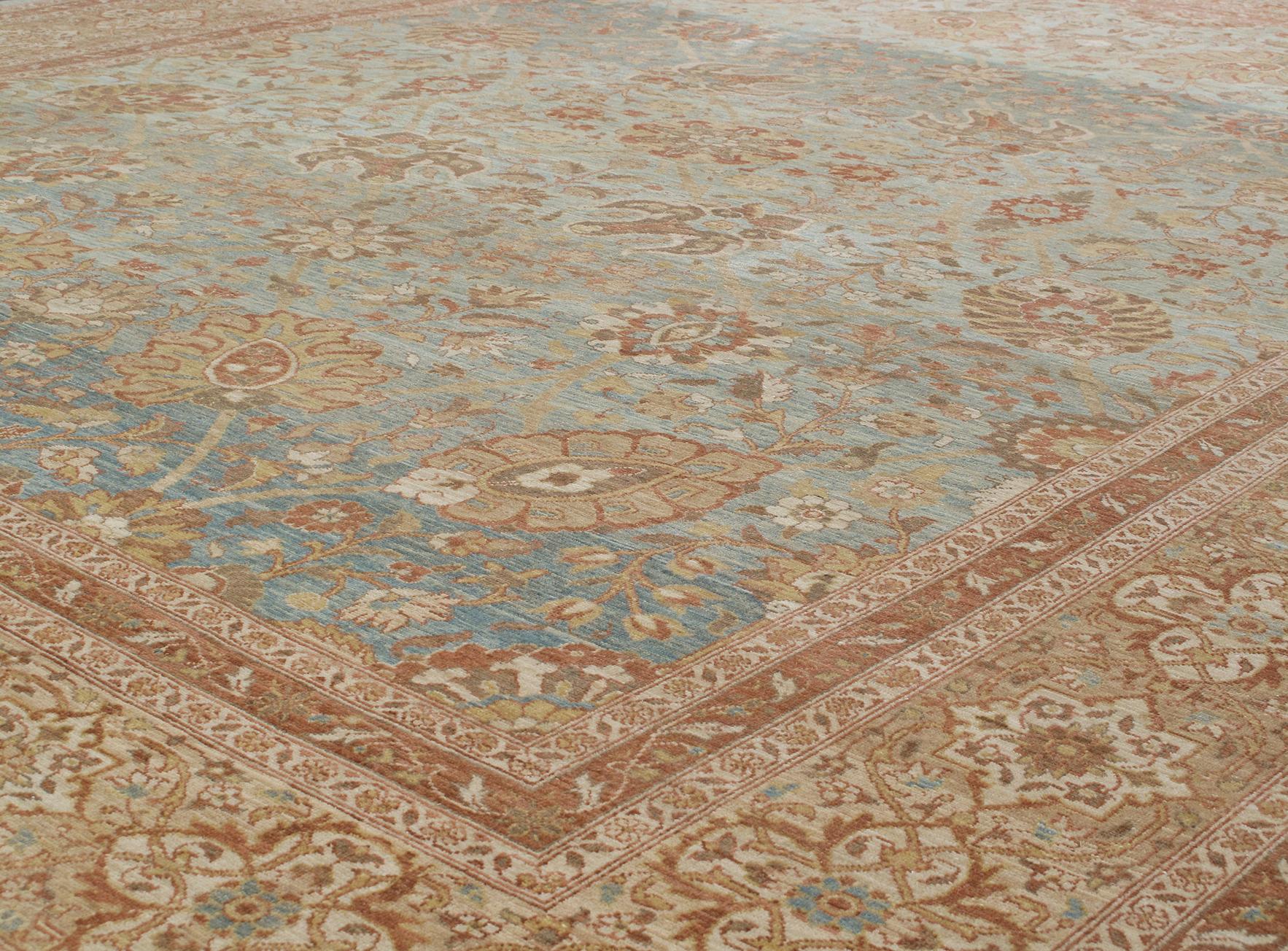 Made in Iran with the highest quality Persian wool, Tabriz rugs are crafted in the big city of the same name. This rug resembles high style tradition that goes back for centuries, which is articulated in the variety of yarns and colors woven into