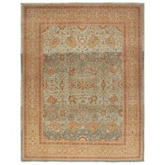 Persian Traditional Tabriz Hand Knotted Rug with Blue and Sand Colors
