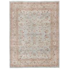 knüpfteppich Persian Traditional Tabriz Handknotted Rug in Light Blue, Sand, and Rust Color