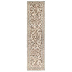 Persian Traditional Tabriz Handknotted Runner Rug in Ivory, Camel and Rust Color